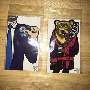 New set of 2, one cloth patch & one pin, in packages. # Best Dad # Papa Bear